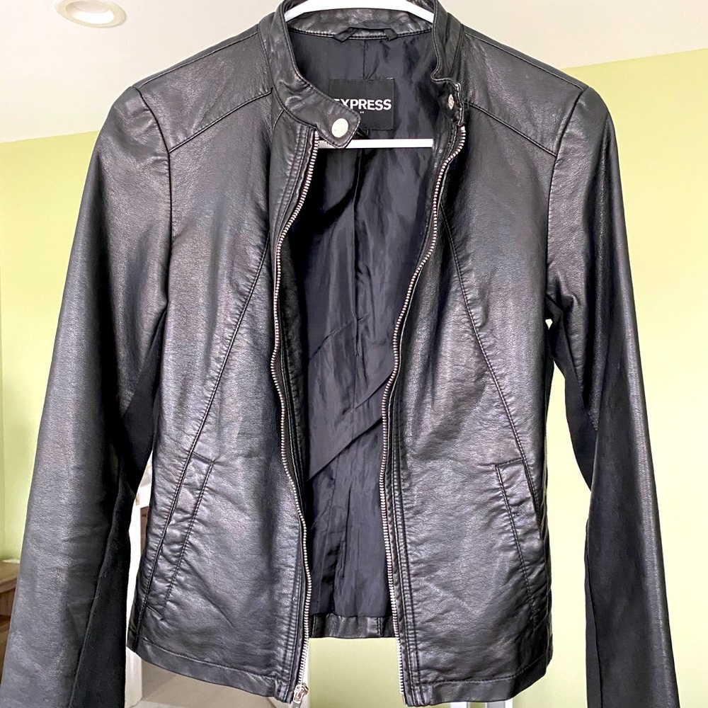 Express women’s xs black faux leather jacket